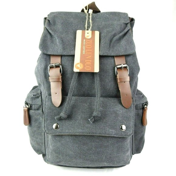 Zuolunduo Backpack Vintage Retro Canvas Leather Backpack